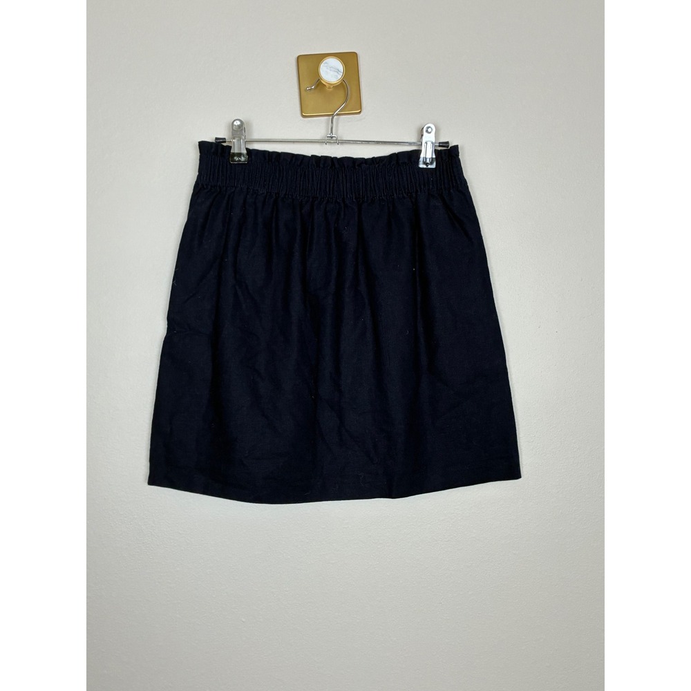 J.Crew Factory Navy Blue Linen Cotton Blend Paperbag Waist Skirt Size00 (B8) - Picture 2 of 8